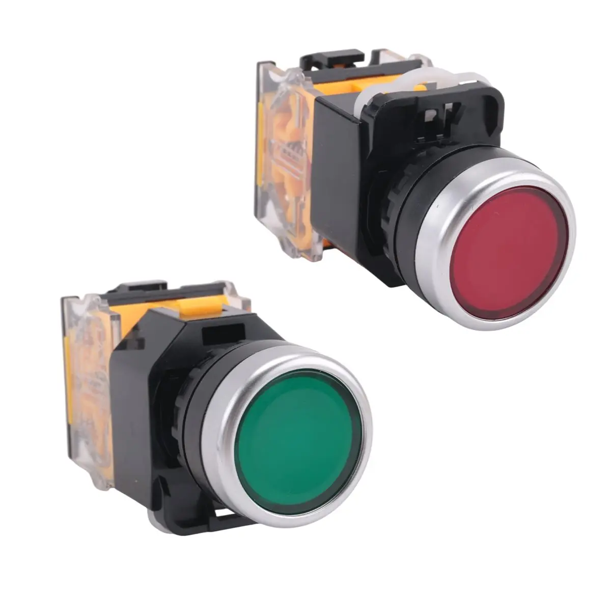 ABGN 2pcs 22mm Mount 10A 380V DPST Red Green Momentary Push Button Switch