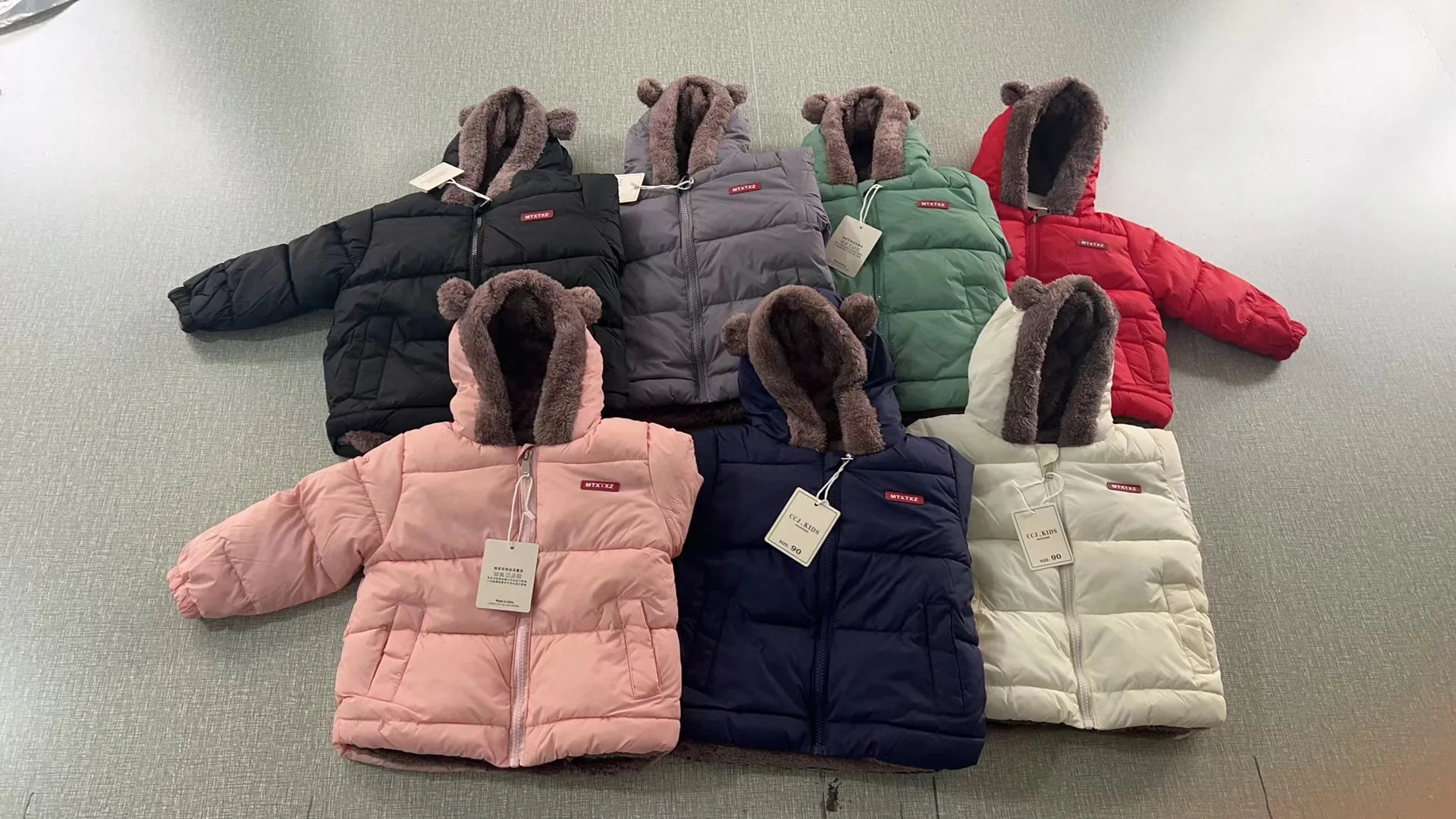 Baby Herbst Winter Kinder Baumwollkleidung Jacke mit Taschen Einfarbige Daunenjacke mit Ohren Kleinkind Mantel Langarm Baby Baumwollkleidung – Detail 21