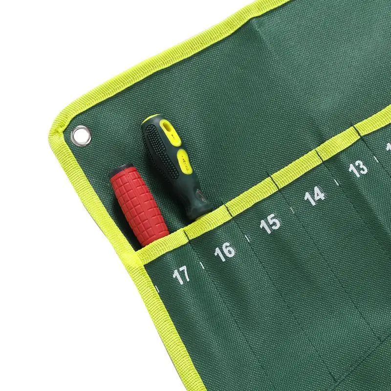 A2BE 25 Pockets Durable Canvas Spanner Wrench Tool Roll Up Storage Bag