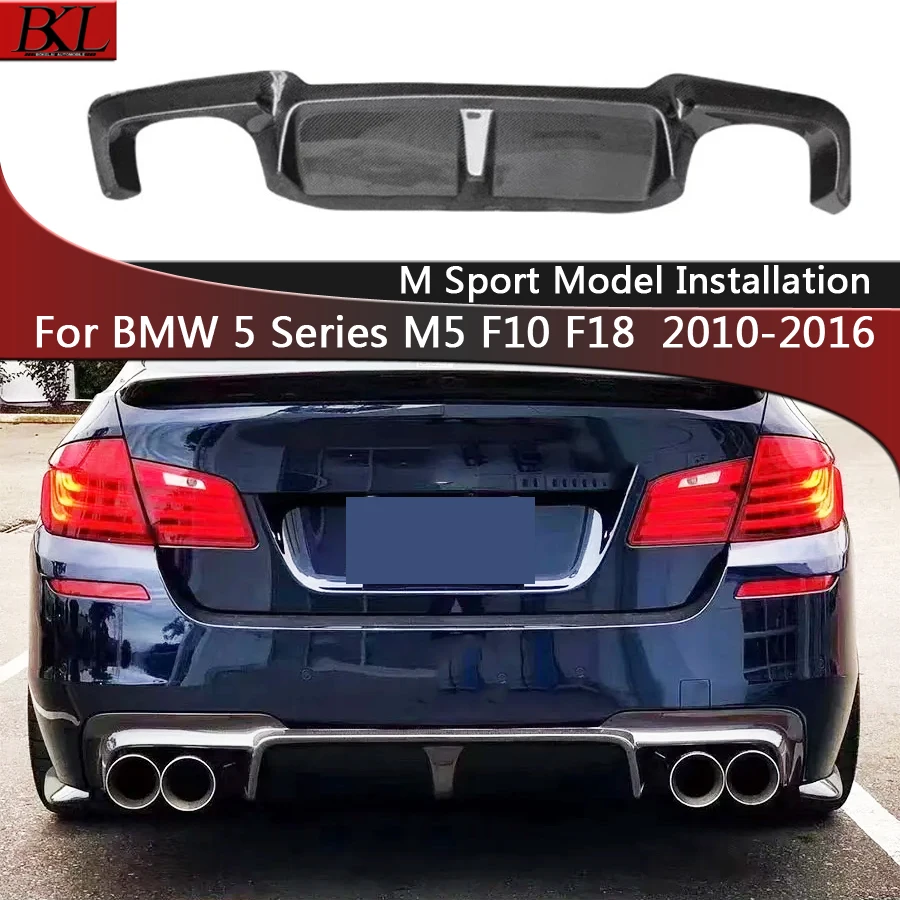 For BMW 5 Series M5 F10 F18 520 530 Sport 3D Style Carbon Fiber Car Rear Bumper Diffuser Rear Splitters Spoiler Back lip body ki