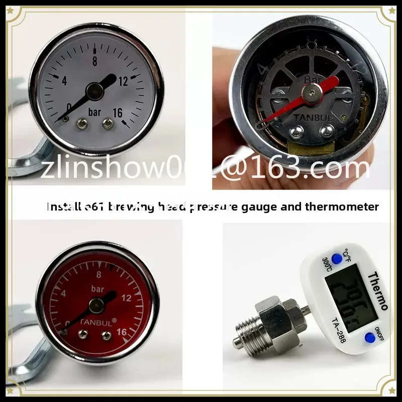 E61 semi-automatic coffee machine brewing head pressure gauge thermometer gauge accessories display temperature and pressure