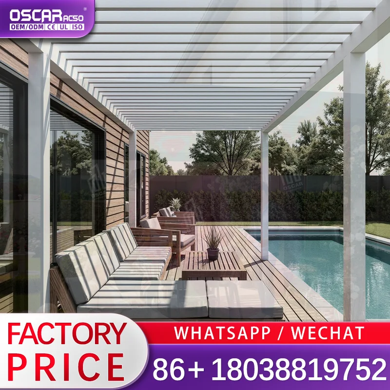 Garden Aluminum Louvered Gazebo with Bioclimatic Waterproof Features LED Electric Options Suitable for US Backyards Patio Events