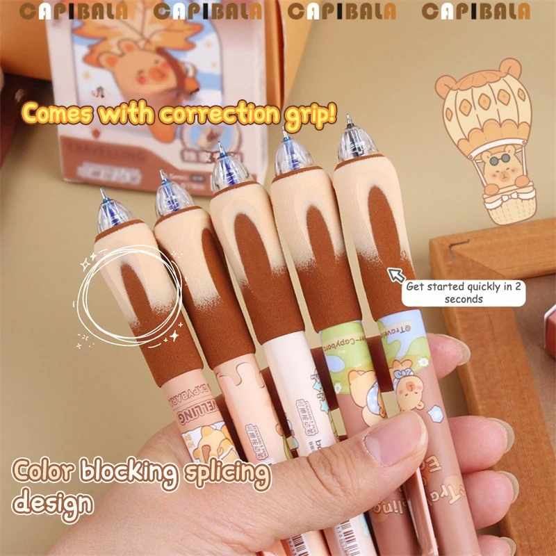 4 Pcs Kawaii Gel Pen With Capybara Design – Soft Grip, Erasable, Ideal For School, Office, Exams