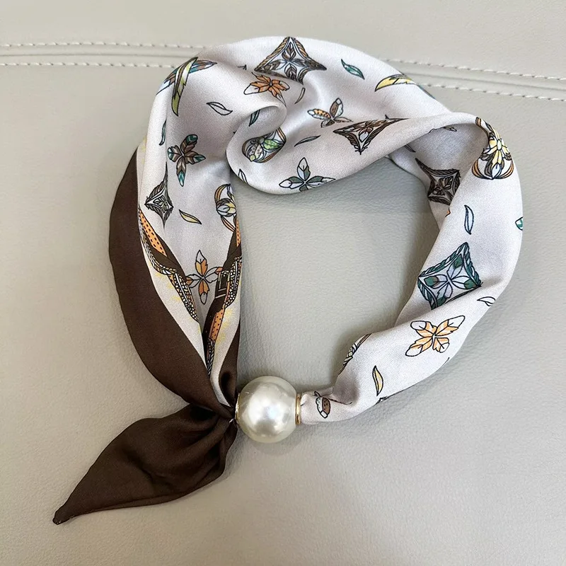 Elegante Parel Staart Magnetische Sluiting Sjaal 2025, Zomer Nieuwe Veelzijdige Ademende Mode Artistieke Accessoire Hals Wrap Sjaals