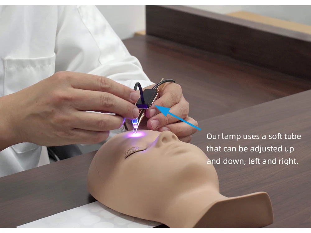 Professional Pinky Leem UV LED Eyelash Extension Glue Curing Light System with Precision Tweezers Kit, 2s Rapid Curing Technolog