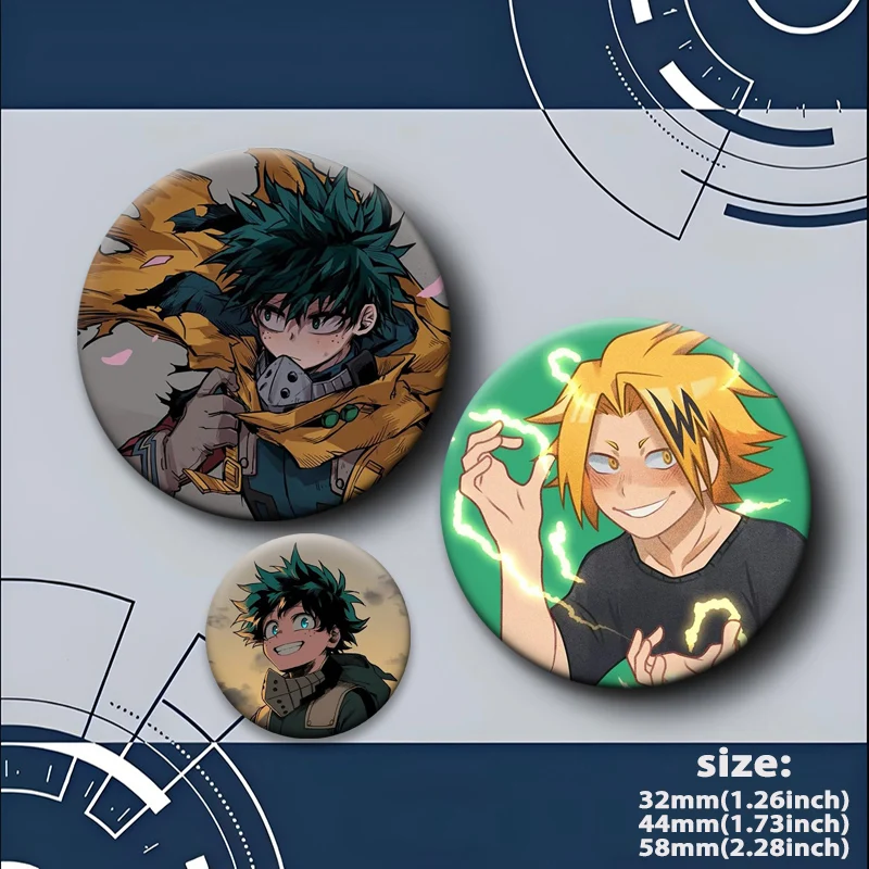 Present Mic Gran Torino Denki Kaminari Fumikage Tokoyami Hanta Sero Izuku Midoriya Brooches Round Cartoon Pins Hero Anime Badge #5