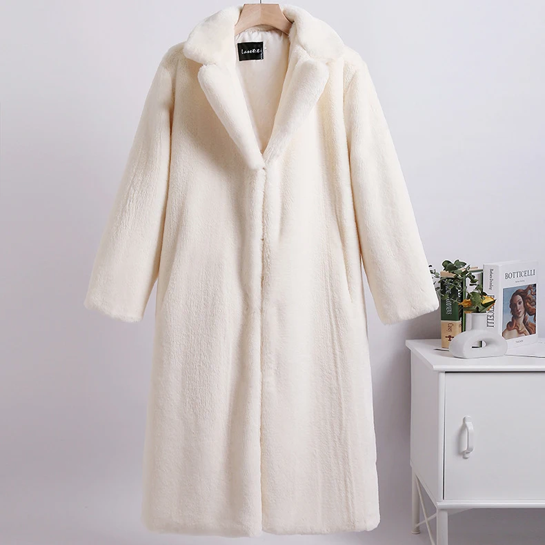 2023 New Women Winter Warm Faux Fur Coat 5XL Thick Women Long Coat Hooded Women Velvet Long Coat 3XL Casaco Feminino