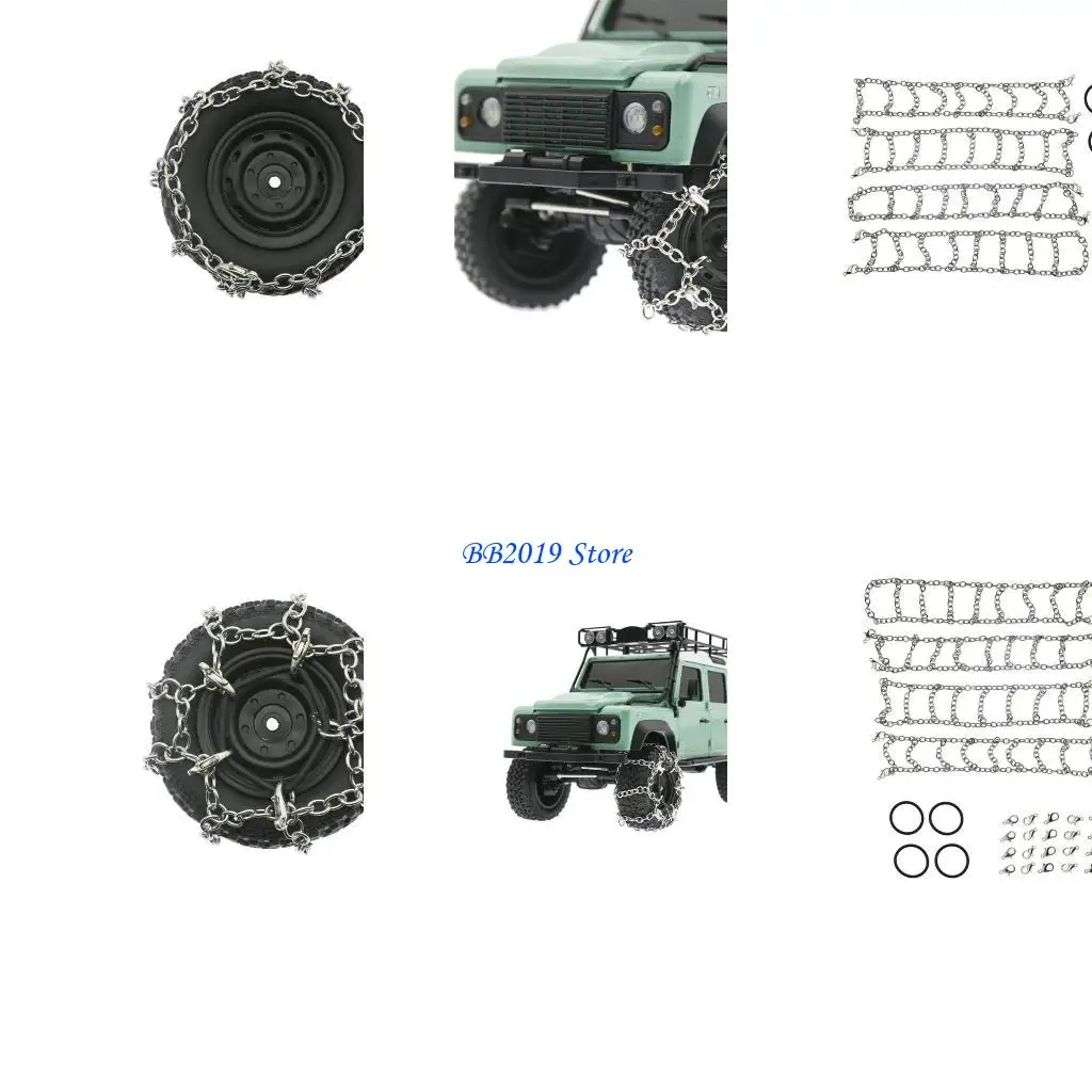 

Q0KB 1:12 Model Crawlers Tire Chain Modified Kits Tire Snow Chain for MN82 Remote Control 4WD Car All Terrain Tire Chain
