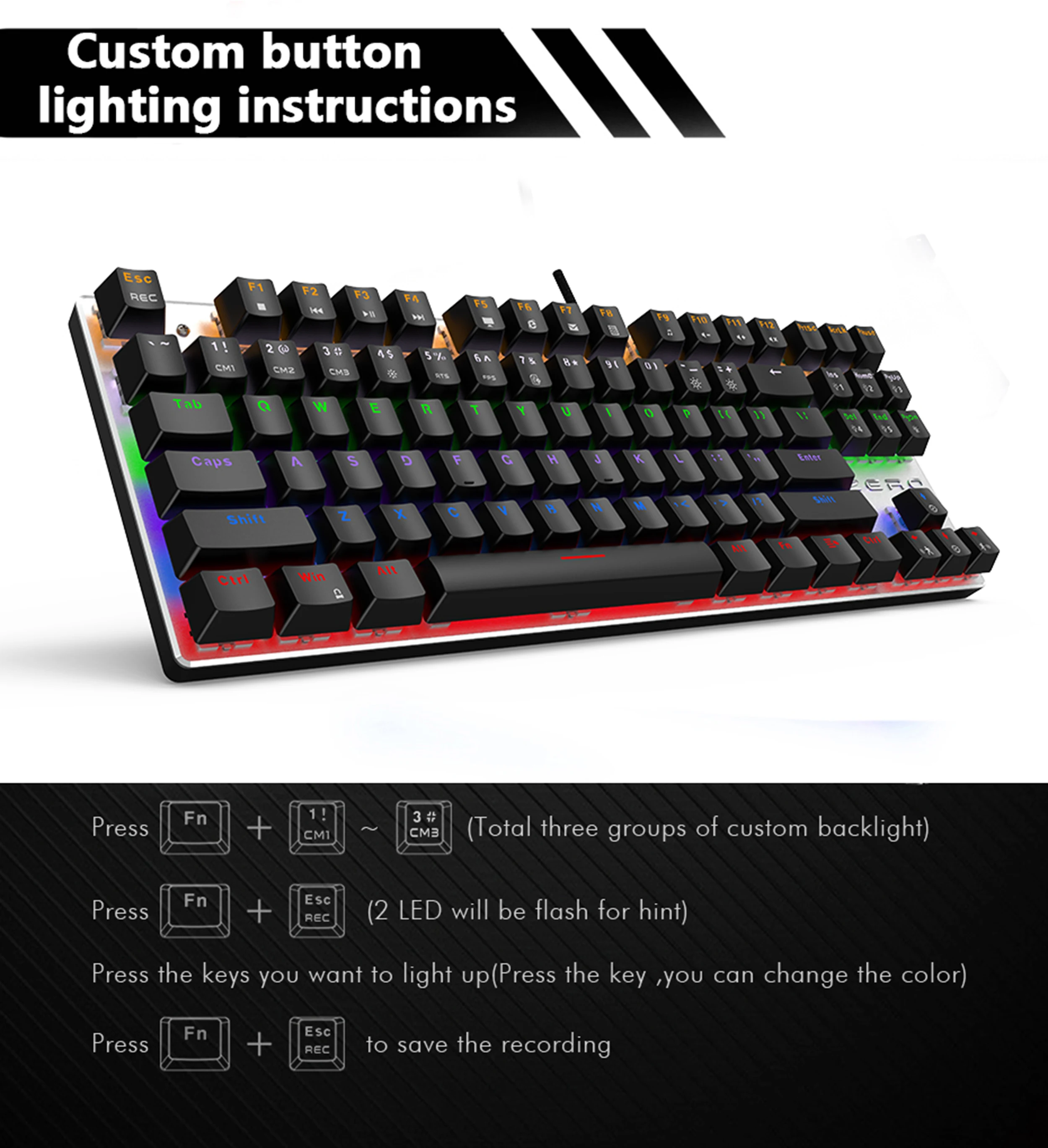 Wired Gaming Mechanical Keyboard Blue Red Switch 87keys Anti-ghosting Russian/US LED Backlit LED For Gamer Laptop Computer