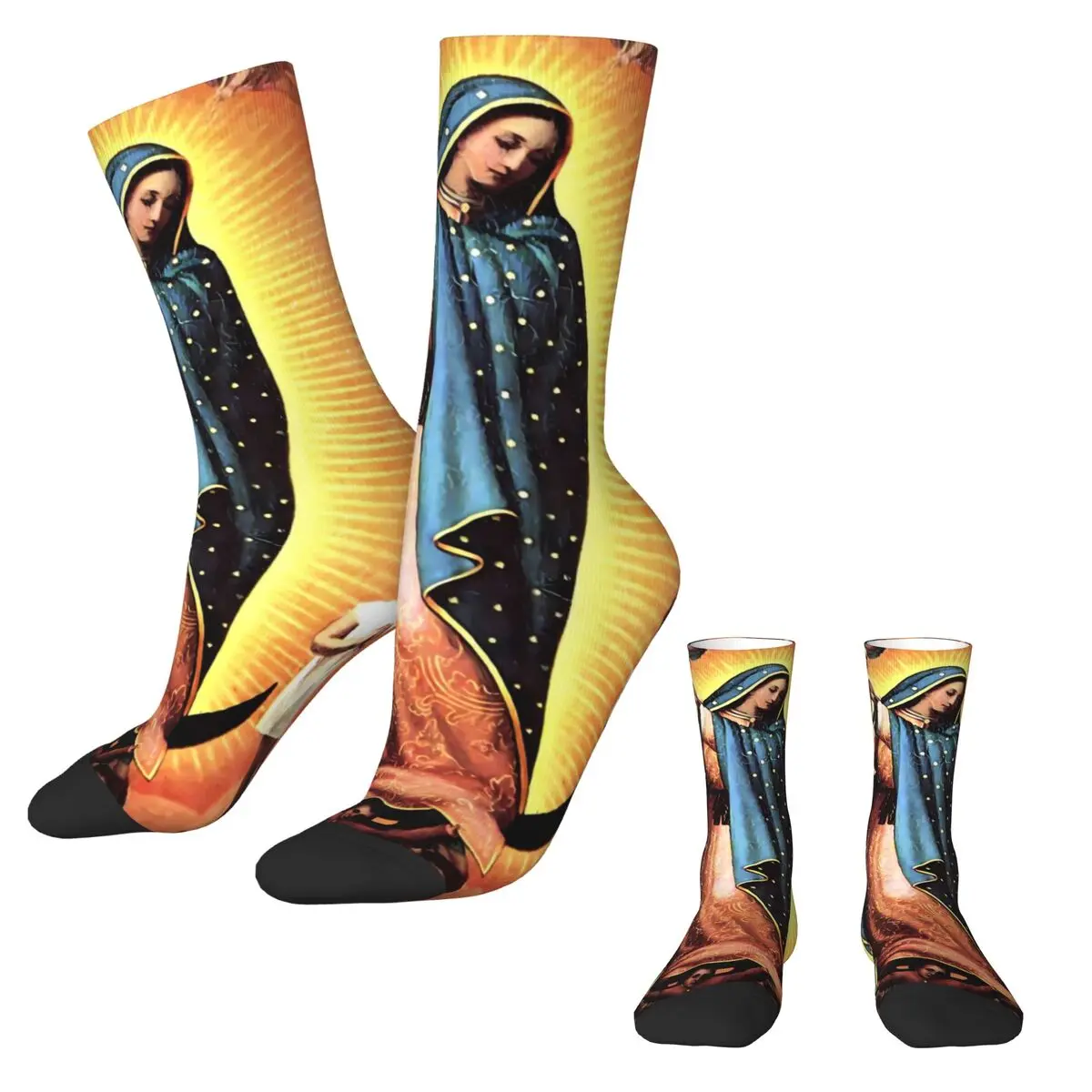 Virgin Mary Socks Our Lady Of Guadalupe Gothic Stockings Girls Medium Soft Climbing Socks Winter Graphic Anti-Slip Socks