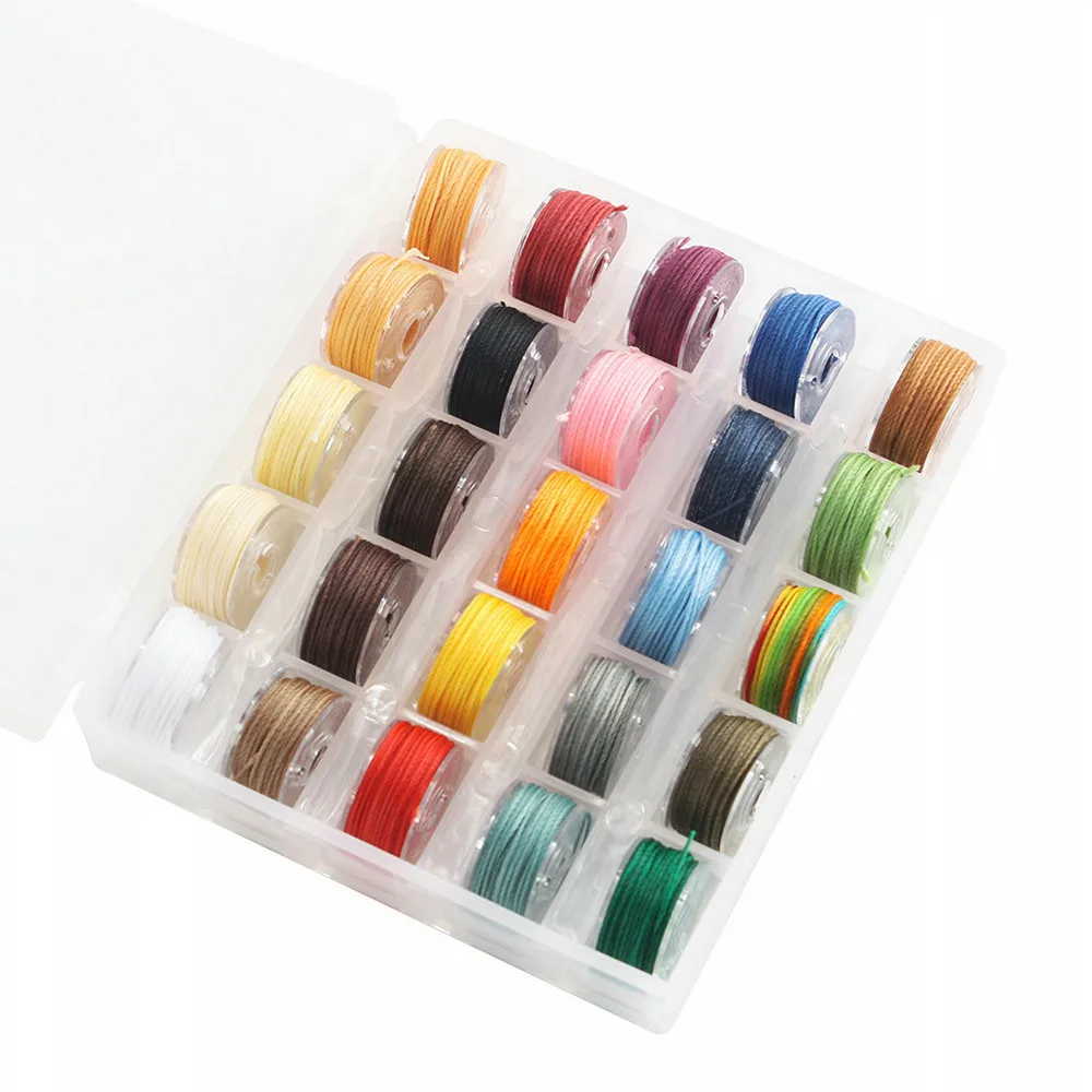 

25 Color/Set Round Waxed Thread Polyester Cord Wax Coated String Box Set Braided Bracelets Leather Sewing Leatherworking Tools