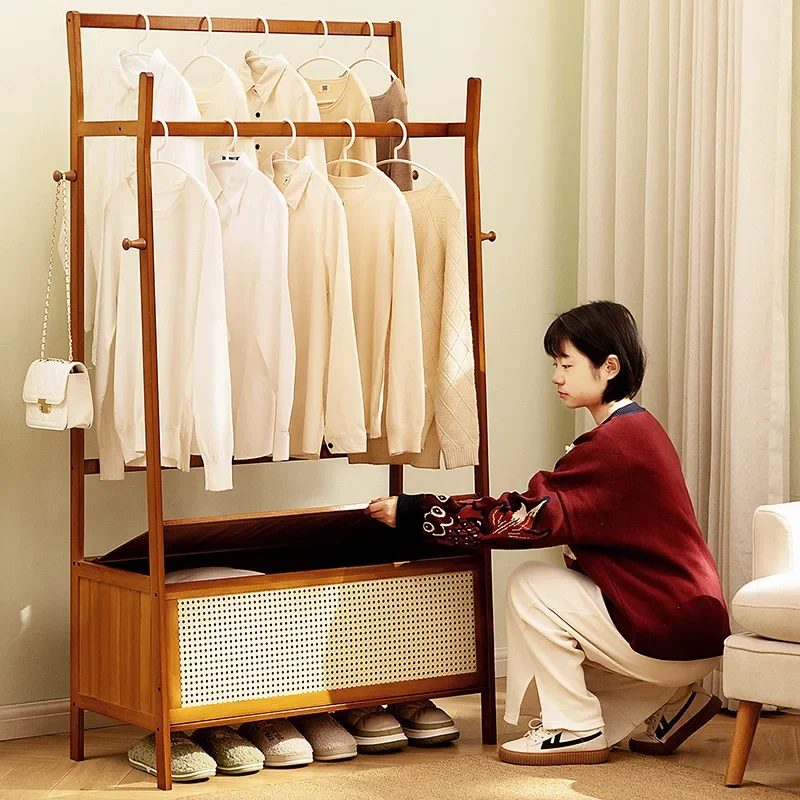 Hanging hanger Floor coat rack Bedroom simple wardrobe Hanging clothes rack Hanging clothes rod Shelf Household storage rack