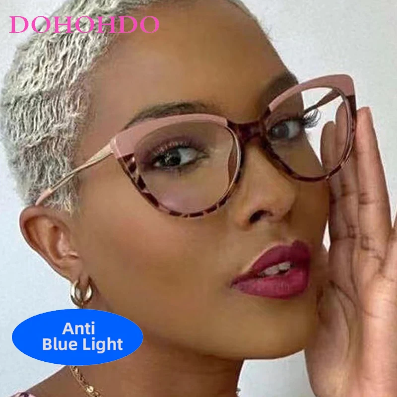 

Vintage TR90 Metal Cat Eye Anti-Blue Light Glasses Women Men Luxury Designer Computer Reading Eye Protection Optical Eyeglasses