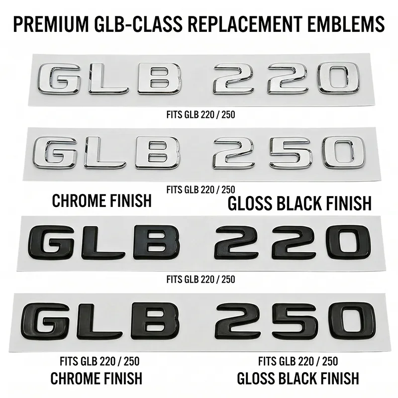 Gloss Black Chrome GLB 220 GLB 250 Car Rear Trunk Emblem Badge Letter Sticker For Mercedes Benz GLB Class Accessories