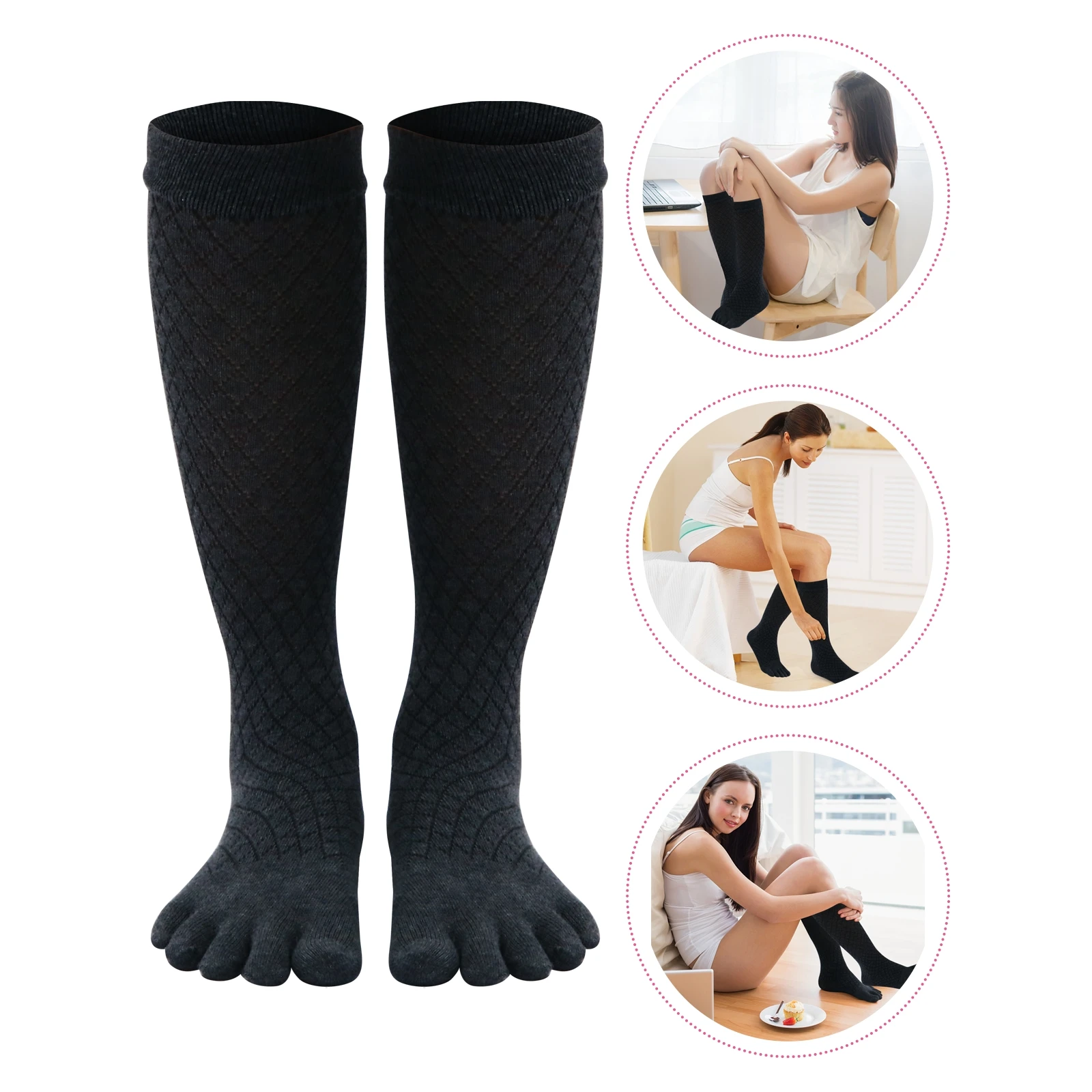 Socks Feet Breathable Running Camping Toe Cotton Ankle Calf High Mens Length Barefoot