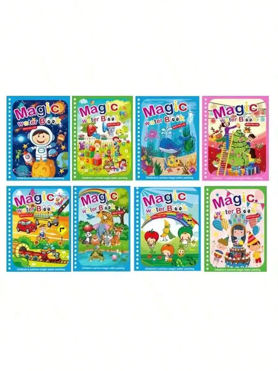 10-Piece Set of Magical Water Painting Books, Reusable Kindergarten Educational Coloring Books, Repeated Doodling Water Painting Books (Randomly Sent)
