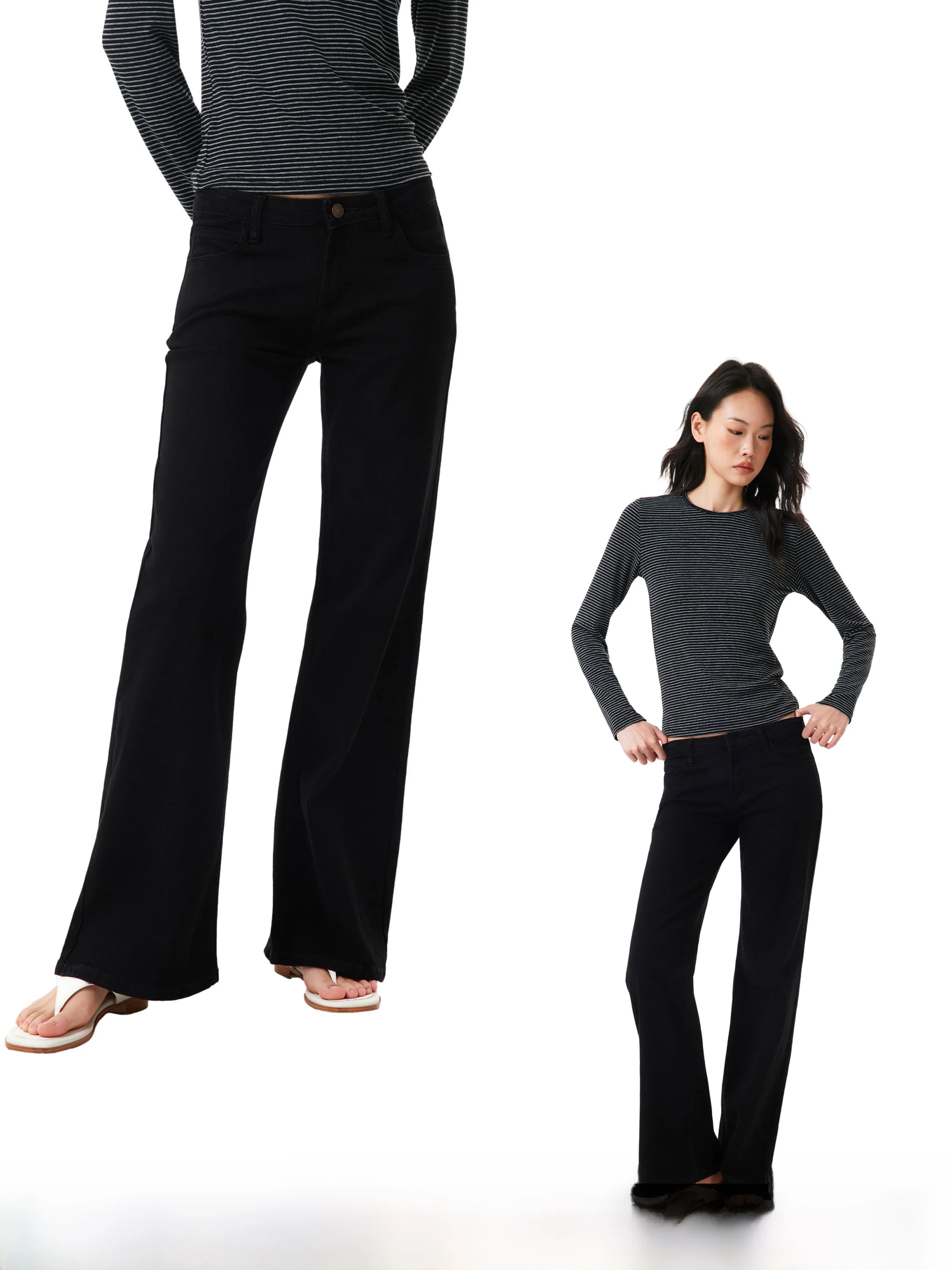 GOGOBURN American Style Black Slimming Micro Flare Jeans Women's New Autumn High Waist Straight Cut Versatile Pants