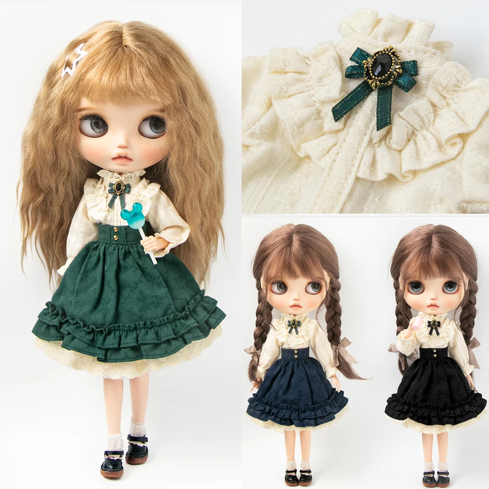 Blyth Kleidung, geschichteter kurzer Minirock, Fliege, Weste, Hose mit weitem Bein, Hemdkleid-Set für Azones Ob22 24 Ker YMY Puppenzubehör