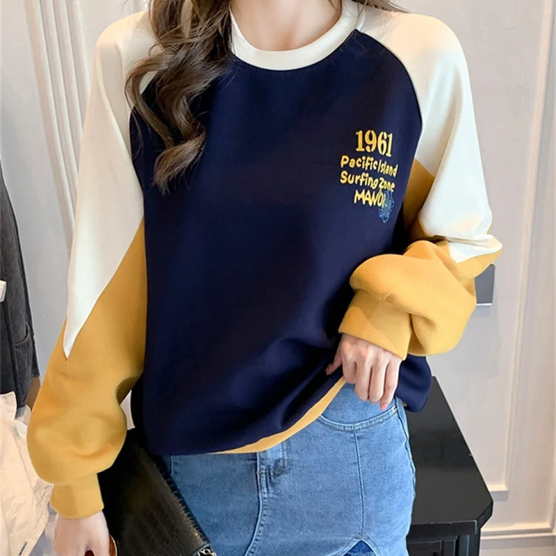 Autumn Shirt Streetwear Plain Sweatshirt Aesthetic Pullover Casual Spring Korean Fashion Women\'s Tops Vintage Clothes for Women