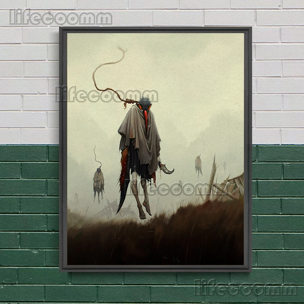 Autumn Undead-Wizard Vintage Wall Art Canvas Painting Pagan Witchcraft And Black Magic Element Art Poster Print Home Decoration