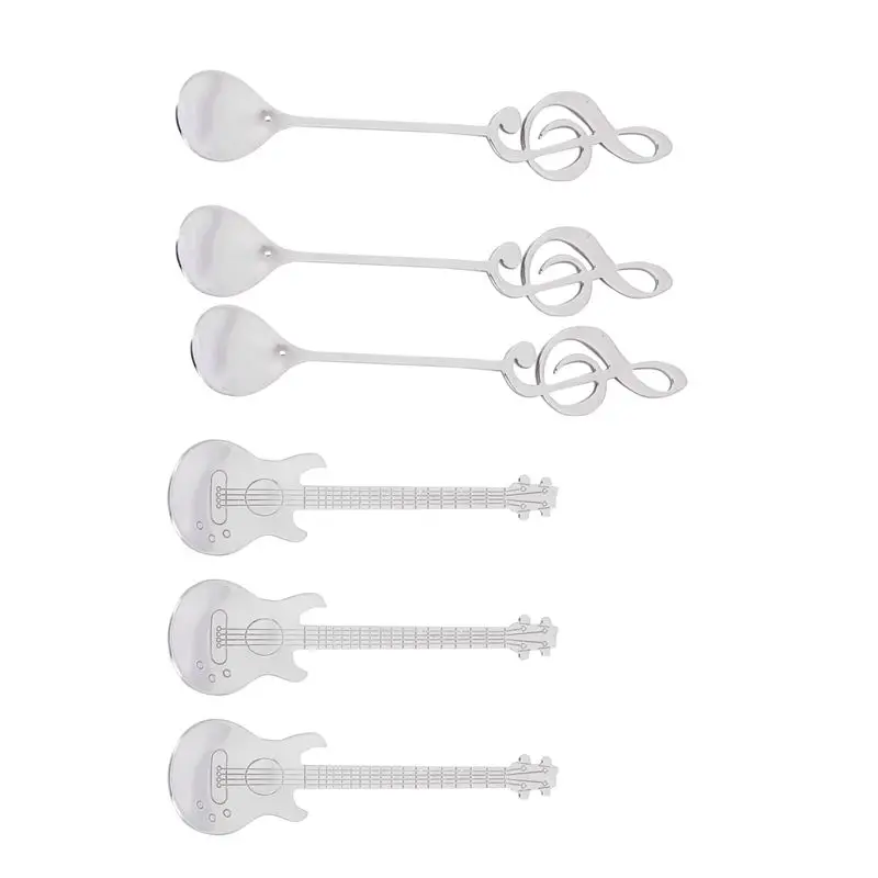 AC23-Coffee Spoons,60 Pack Creative Cute Teaspoons Stainless Steel Staff Musical Notation Shaped (30 Music Note +30 Guitar) view 4