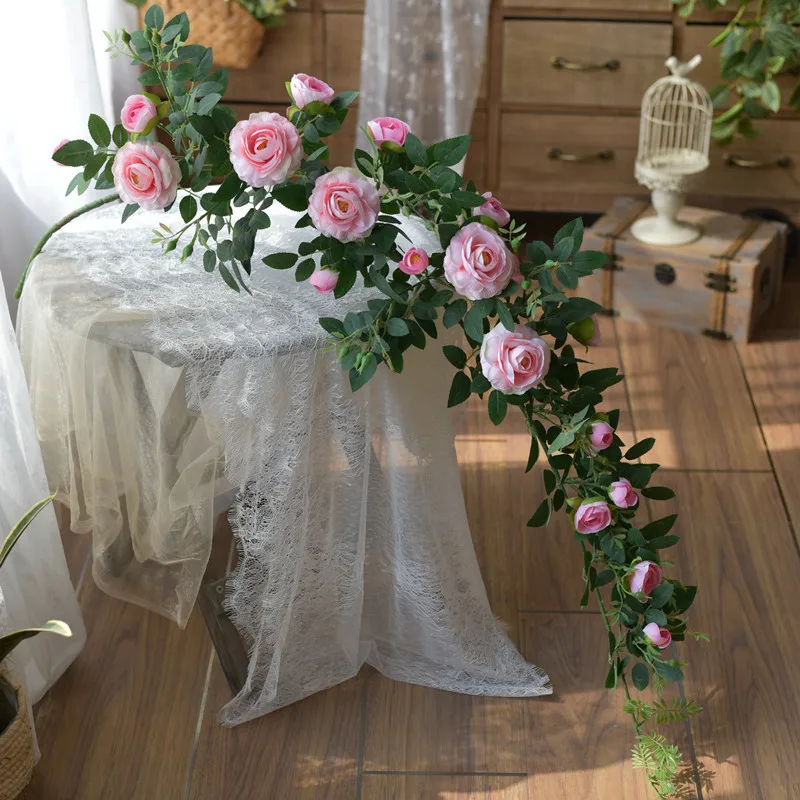 

Simulated Peony Rose Vine Hotel Door Decoration Birthday Wedding Party Vine Wrapping Flower Wreath Plants Hanging on The Wall