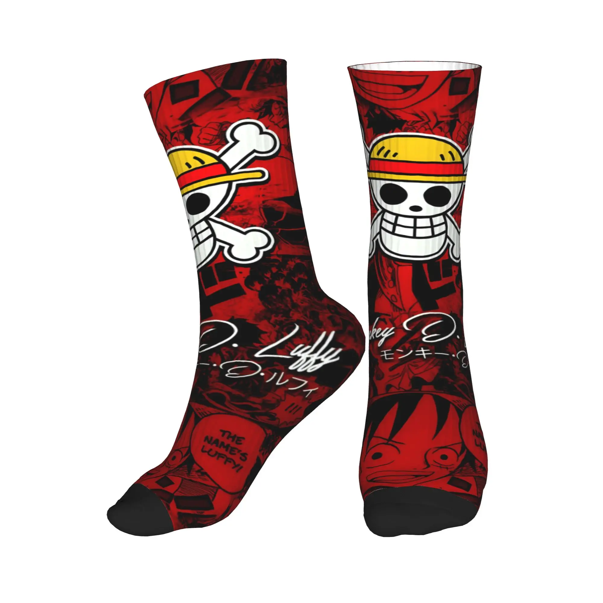 

One Piece Anime Socks Men's Women's Warm Funny Novelty Straw Hat Luffy Crew Socks