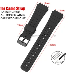 18mm Soft Rubber Watchband Strap for Casio for W800H SGW400 F91W F84 F105/108 A158/168 AE1200/1300 Silicone Men Sports Bracelets