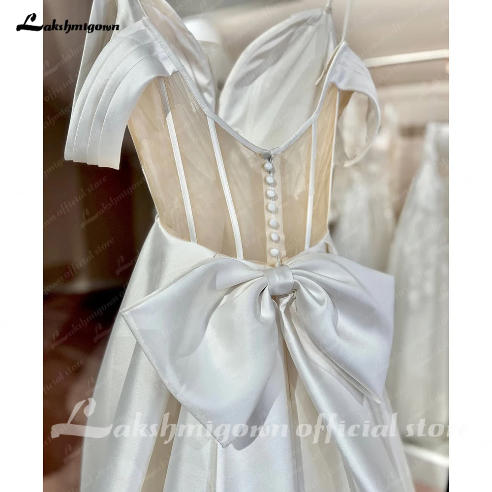 Lakshmigown Luxury Wedding Dresses Women's A Line Sexy Off Shoulder Sweetheart Princess Bridal Gowns Satin Vestidos Customized image 4