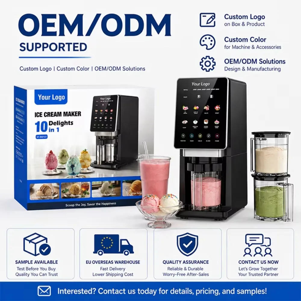 Digital 8‑Function Slushie Maker Equipped with Smart Touch Screen for Gelato Ice Cream Frozen Drink Beverages