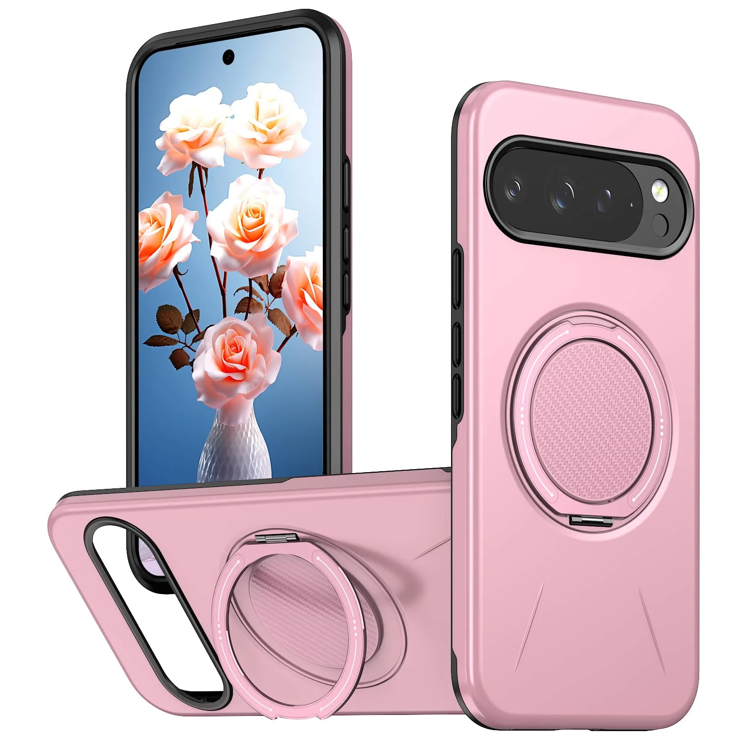 

For Google Pixel 10 9 Pro XL 10A Case Magnetic, [Compatible with Magnetic] Shockproof Case with 360° Rotatable Metal Ring Stand