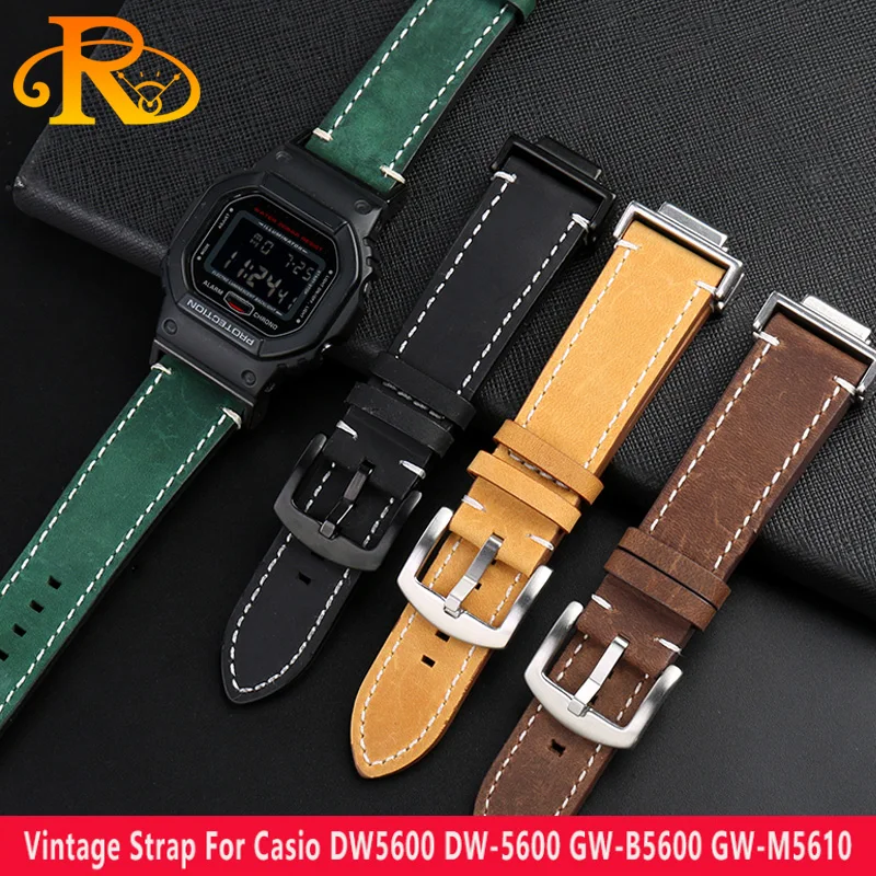 Modified Frosted cowhide Watchband Vintage Watch Band Strap For Casio DW5600 DW-5600 GW-B5600 GW-M5610 GA 110 100 120 GA2100