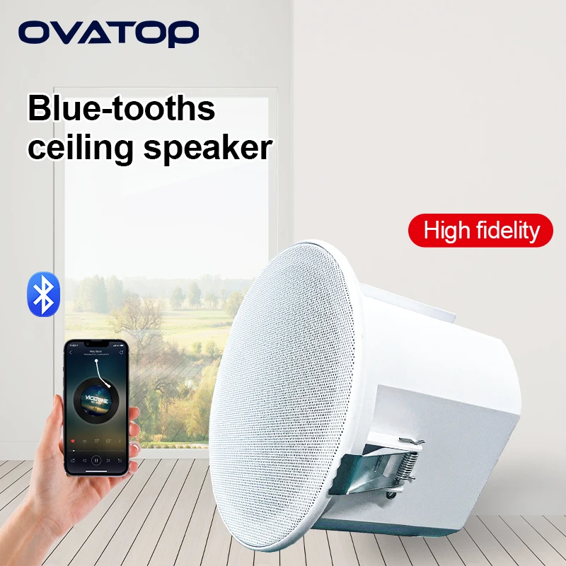 5 Inch Home Audio Ceiling Bluetooth Speaker Stereo Home Recessed Speaker System For Indoor Kitchen Bedroom Bathroom Office Hotel