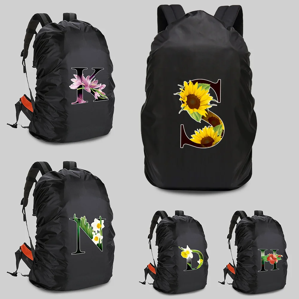 

Backpack Cover Rainproof 20-70LCamping Dust Outdoor Climbing Portable Ultralight Travel Backpack Cover Flowercolor Letter Print
