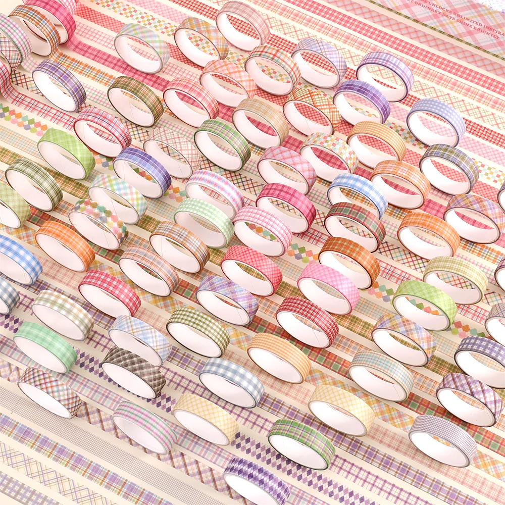 60 لفات من أشرطة اشي الكلاسيكية الملونة المخططة المزخرفة مجموعة أشرطة الإخفاء DIY بها بنفسك الحرفية المجلات سكرابوكينغ