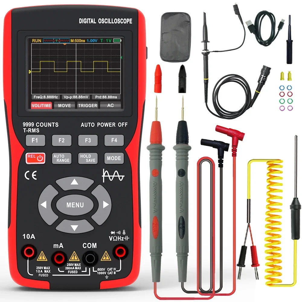 2In1 Digital Oscilloscope Multimeter 48MSa/s True RMS 1000V Professional Tester Voltmeter Current Hz Ohm Meter