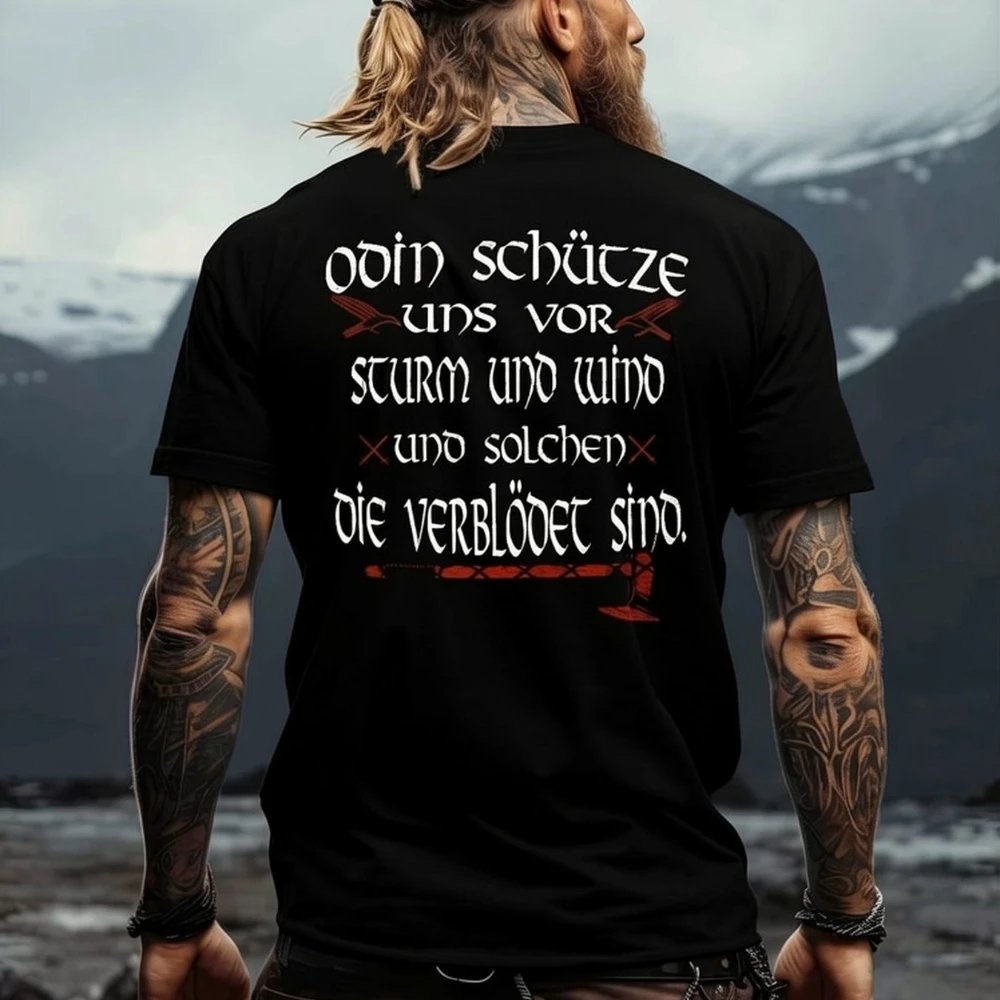 Viking Premium T-Shirt Featuring The Design Odin Summons Us Out of The Storm and Howling Winds Nordic Viking Apparel