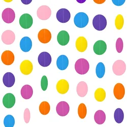 Colorful Party Decor Paper Garland Circle Dots Hanging Rainbow Decorations for Birthday Baby Shower Classroom Candyland Streamer