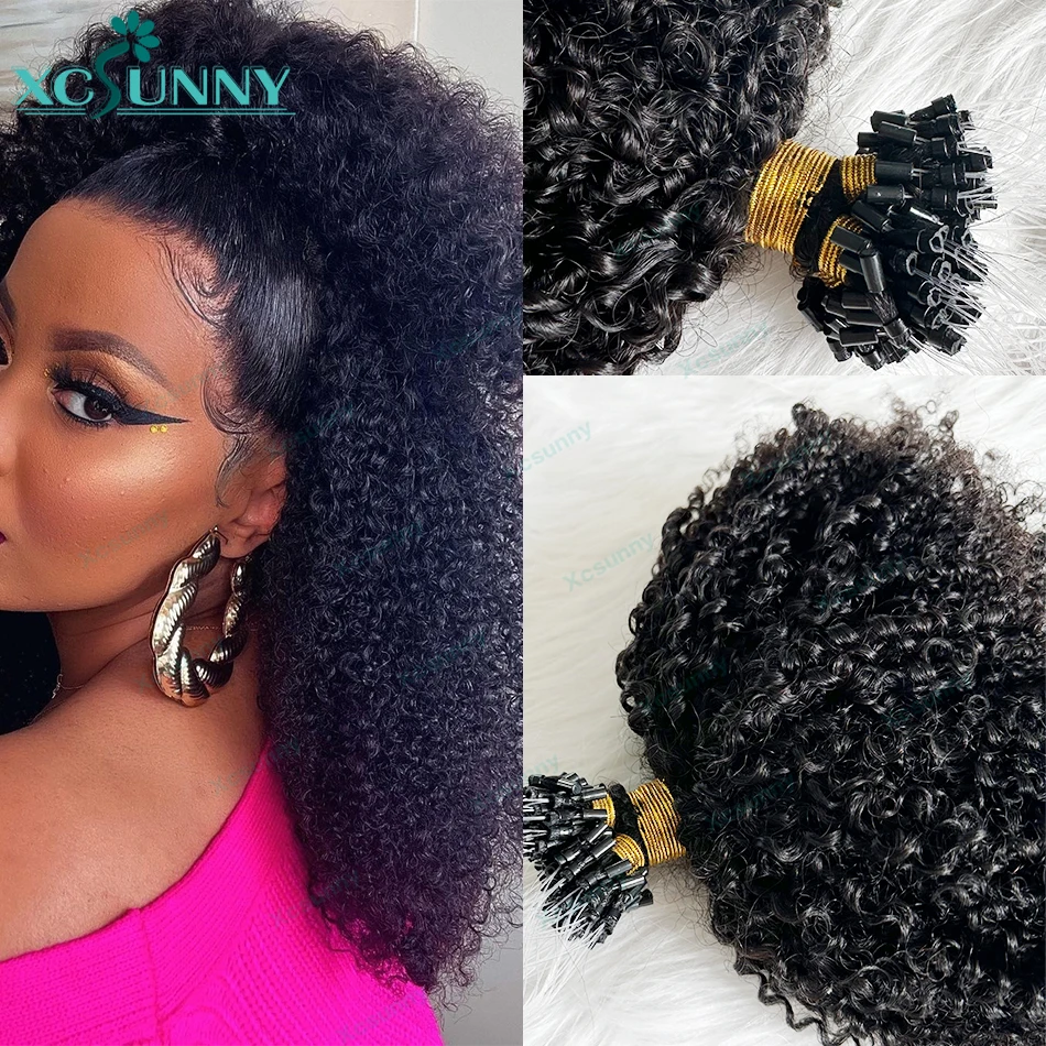 

Microlink Human Hair Extensions Kinky Curly Micro Ring Loop Hair Extensions Human Hair For Black Women Micro Loophair Extensions