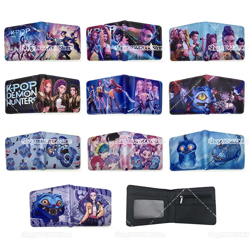 

K-pop Demon Hunters Короткий карманный кошелек с цветным принтом из искусственной кожи Складной кошелек для монет Портативная сумка для денег Новые подарки с зажимом для денег