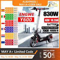 ENGWE Y600 E-Scooter 830W Peak Power 48V18.2AH Battery 10*4 ‘’ Fat Tire Adult Electric Scooter Removable Seat Folding EScooter