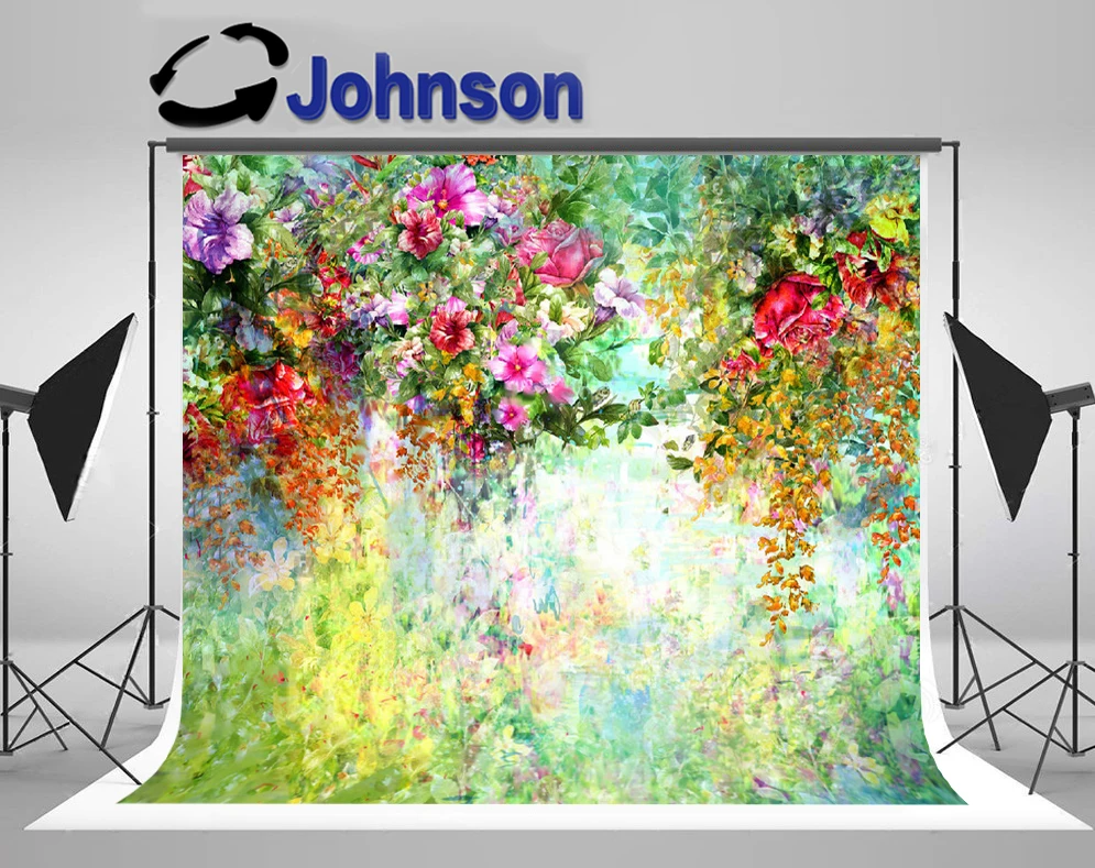 

Фон для фотосъемки JOHNSON с изображением лозы цветов акварели весны разноцветный высококачественный фон с компьютерной печатью для свадьбы