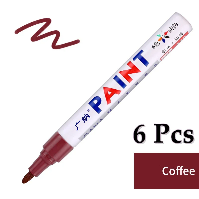 6 Stück bunte permanente Farbmarker, wasserfest, weiße Marker, Reifenprofil, Gummi, Stoff, Farbe, Metall, 12 Farben, Farbmarkierungsstifte