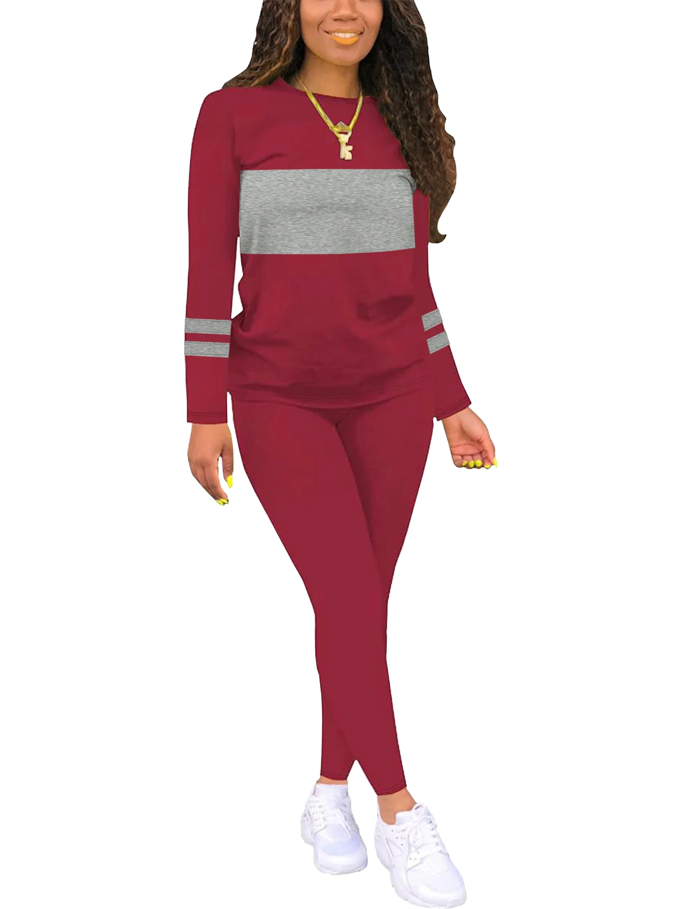 

Fashion Color blocked Sports Set - Comfortable and Casual Two piece Set