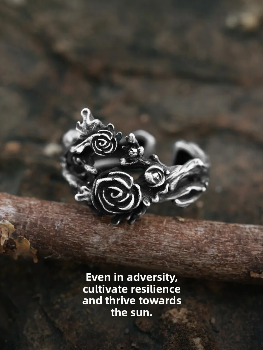 

Handmade 999 Pure Silver Ring for Men Original Design Single Vintage Style Adjustable Band Fashionable Jewelry Accessory