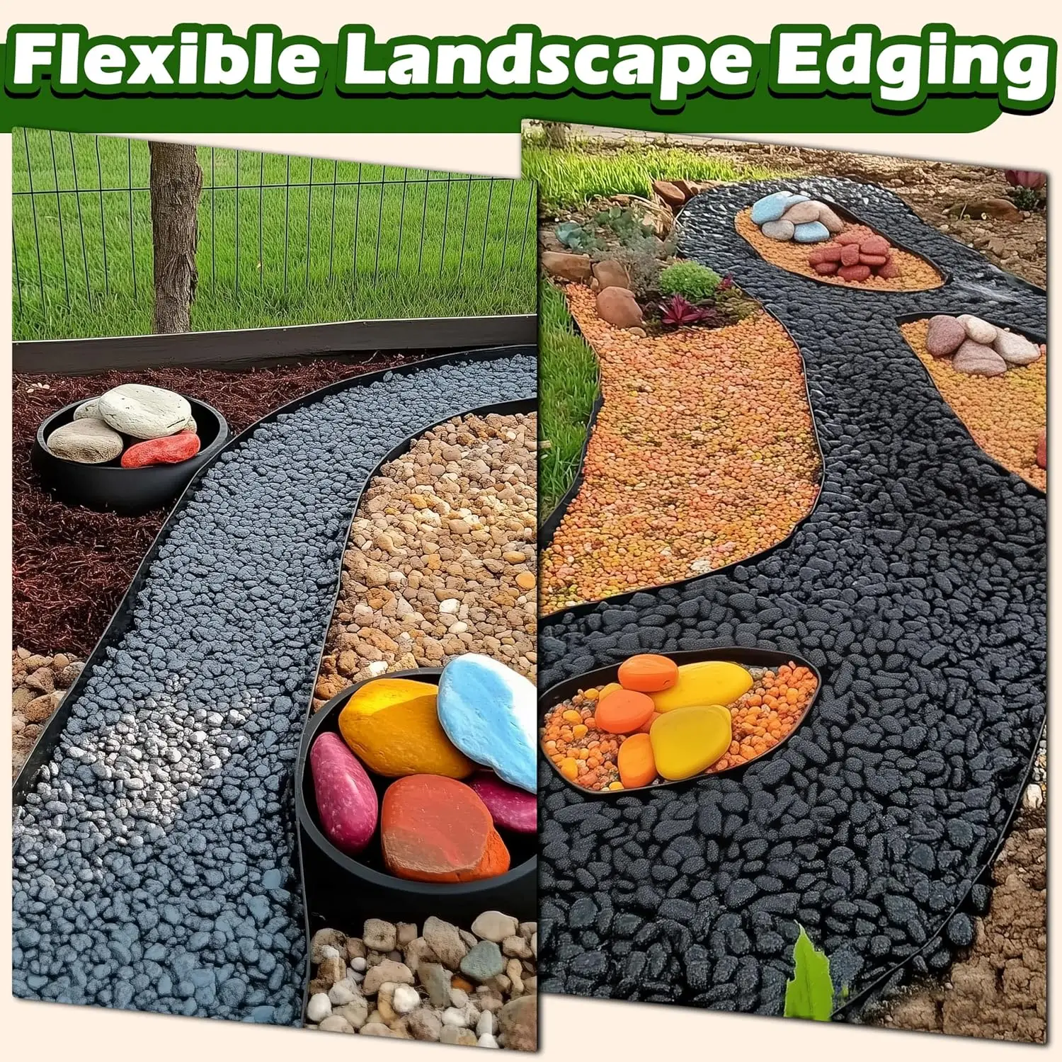 Landscape Edging Kit, 5M 13M Fixed Garden Barrier Lawn Grass  Edging Border Edging Garden Edging Coil for Lawn Yard Pathway