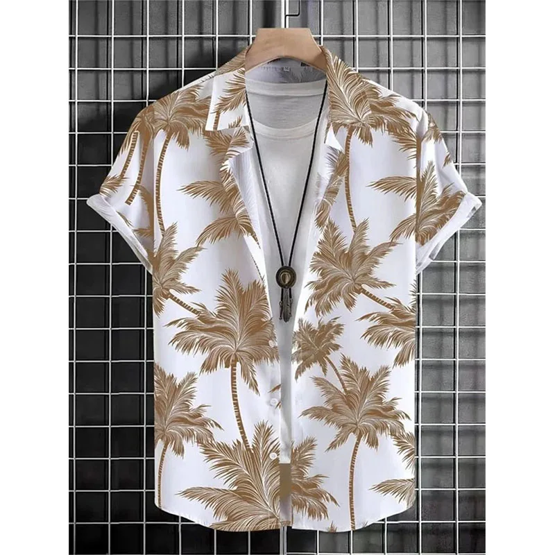 Hawaiian Coconut Tree 3D Print Beach Shirts Men Women Casual Fashion Streetwear Short Sleeve Shirt Harajuku Man Blouse Clothing