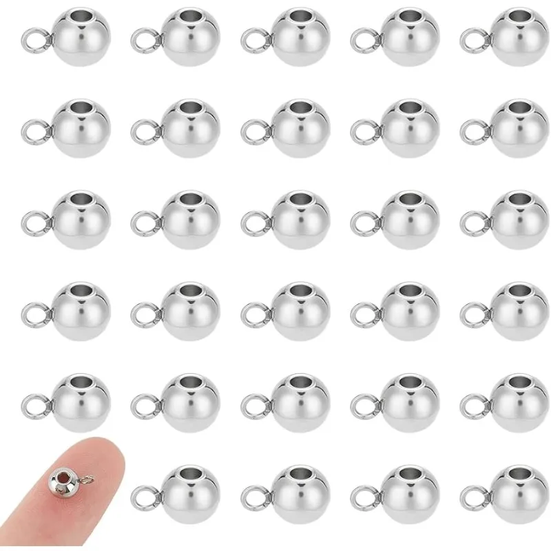 100pcs Rondelle Bail Beads Stainless Steel Hanger Links Rondelle Beads Bail Beads Hanger Connector Links for Pendant