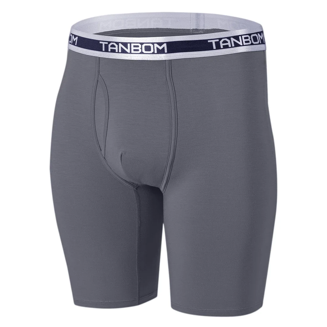 Jinshi Men's Long Leg Boxer Briefs Bamboo Soft Breathable Open Fly Boxers No Ride Up Underwear