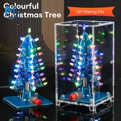 RGB LED Flashing Christmas Tree DIY Kits Electronics Soldering Colorful 3D Xmas Tree DIY Kits for Soldering Practice LearningNew